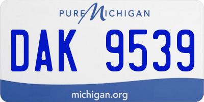 MI license plate DAK9539