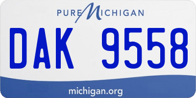 MI license plate DAK9558