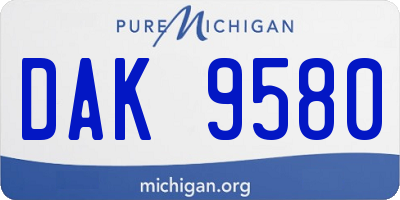 MI license plate DAK9580