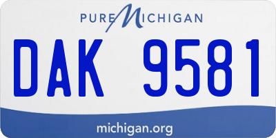 MI license plate DAK9581