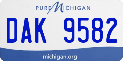 MI license plate DAK9582