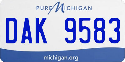 MI license plate DAK9583