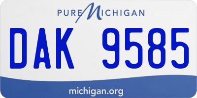 MI license plate DAK9585