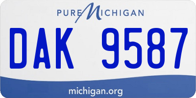 MI license plate DAK9587