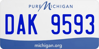 MI license plate DAK9593