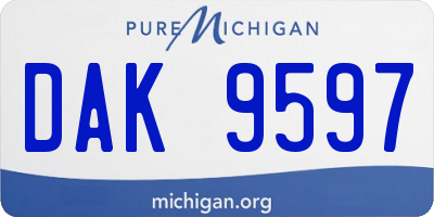 MI license plate DAK9597