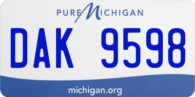 MI license plate DAK9598