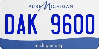 MI license plate DAK9600