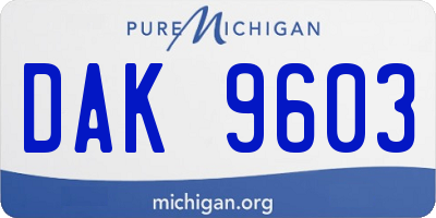 MI license plate DAK9603