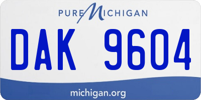 MI license plate DAK9604