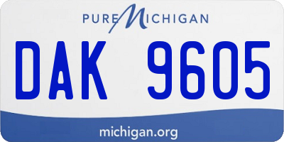 MI license plate DAK9605