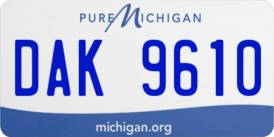 MI license plate DAK9610