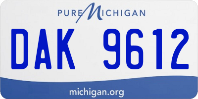 MI license plate DAK9612