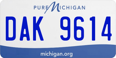 MI license plate DAK9614