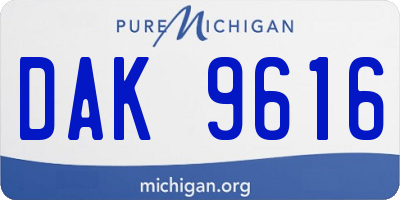 MI license plate DAK9616