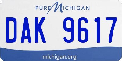 MI license plate DAK9617