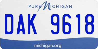 MI license plate DAK9618