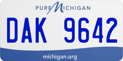 MI license plate DAK9642