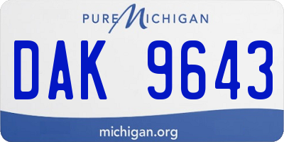 MI license plate DAK9643