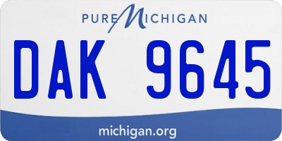 MI license plate DAK9645