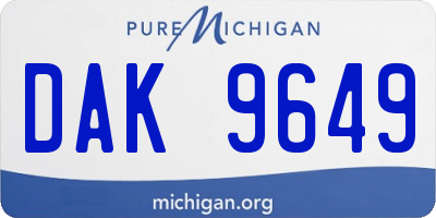 MI license plate DAK9649