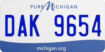 MI license plate DAK9654