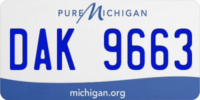 MI license plate DAK9663