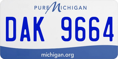 MI license plate DAK9664