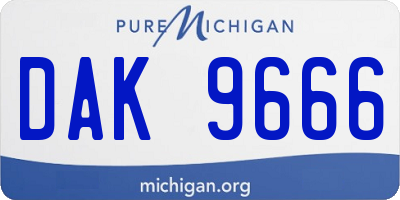 MI license plate DAK9666