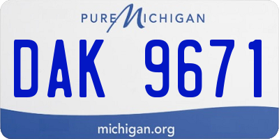 MI license plate DAK9671