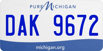 MI license plate DAK9672