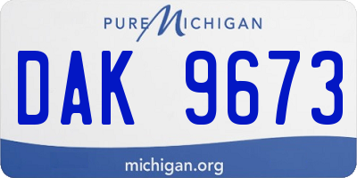 MI license plate DAK9673