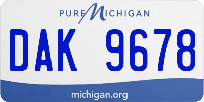 MI license plate DAK9678