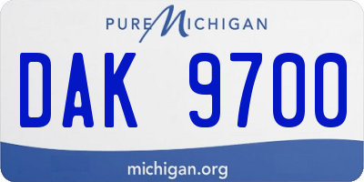 MI license plate DAK9700