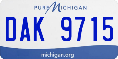 MI license plate DAK9715