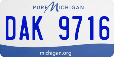 MI license plate DAK9716