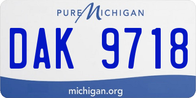 MI license plate DAK9718