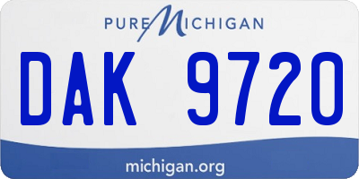 MI license plate DAK9720