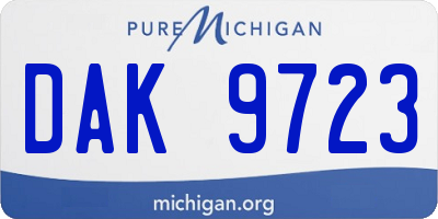 MI license plate DAK9723
