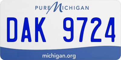 MI license plate DAK9724