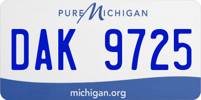 MI license plate DAK9725