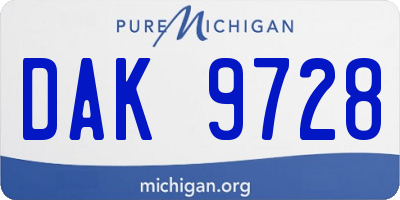 MI license plate DAK9728