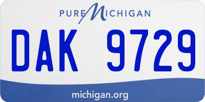 MI license plate DAK9729
