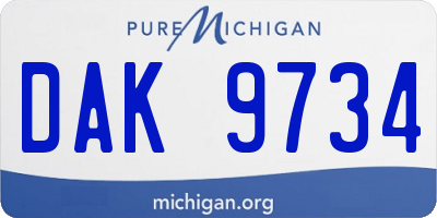 MI license plate DAK9734