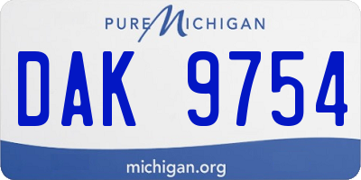 MI license plate DAK9754