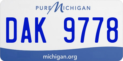 MI license plate DAK9778