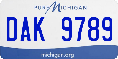 MI license plate DAK9789