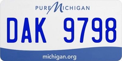 MI license plate DAK9798