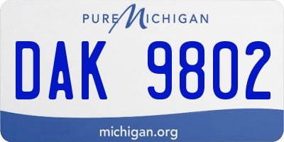 MI license plate DAK9802