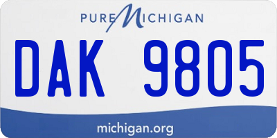 MI license plate DAK9805